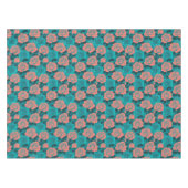 Boldly Stylized Roses In Shades Of Teal And Turquo Tischdecke (Vorderseite (Horizontal))