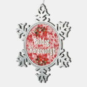 Boldog Karácsonyt | Frohe Weihnachten auf Ungarisc Schneeflocken Zinn-Ornament (Rechts)