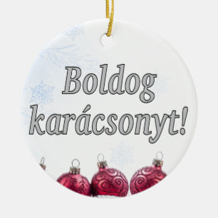 Boldog karácsonyt! Frohe Weihnachten im Keramik Ornament