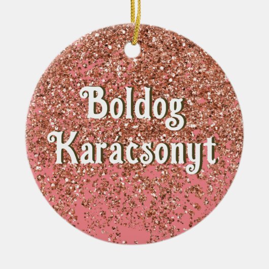 Boldog Karácsonyt | Frohe Weihnachten in Ungarisch Keramik Ornament (Vorne)