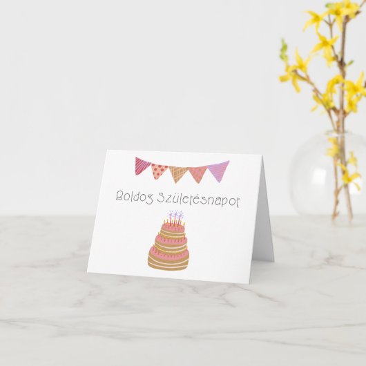 Boldog születésnapot Ungarischer Geburtstag Karte (Gelbe Blume)