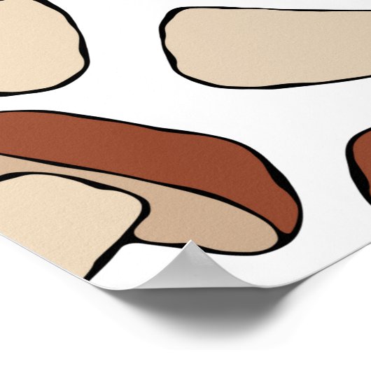 Boletus oder Porcini Pilz Nahtlose Endlose Patte Poster (Ecke)