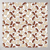 Boletus oder Porcini Pilz Nahtlose Endlose Patte Poster (Vorne)