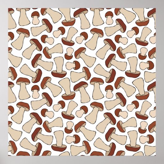 Boletus oder Porcini Pilz Nahtlose Endlose Patte Poster (Vorne)