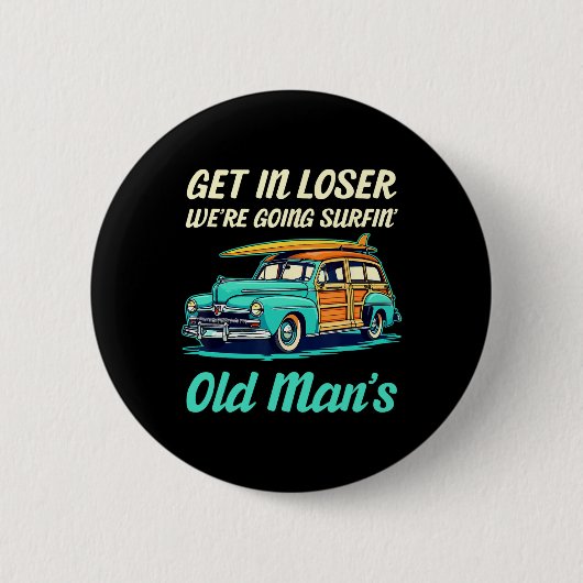 Bolinas Beach Surfer Männer Frauen Surfboard Cool Button (Vorderseite)