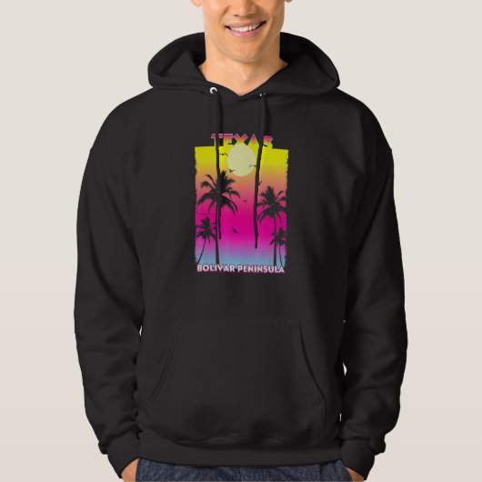 Bolivar Halbinsel Texas Tx Sommer Vintag Sunset Hoodie (Vorderseite)