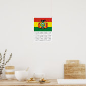 Bolivia 2026 Calendar, Large, Bolivian Flag Poster (Küche)