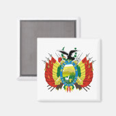 Bolivia country coat arms symbol emblem flag magnet (Vorderseite/Rückseite)