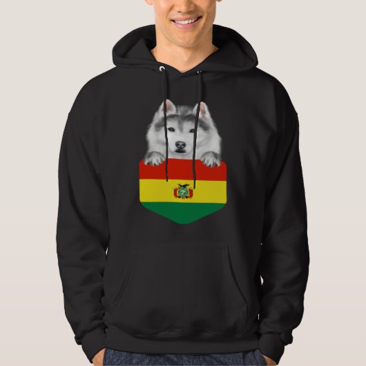 Bolivia Flag Siberian Husky Dog In Pocket Hoodie (Vorderseite)