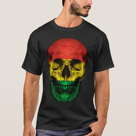 Bolivia Flag Skull Bolivian Roots Proud Patriotic T-Shirt (Vorderseite)