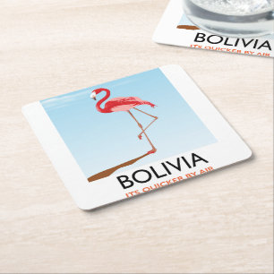 Bolivia Flamingo Reiseplakat Rechteckiger Pappuntersetzer
