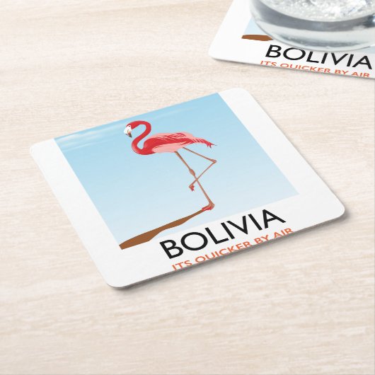 Bolivia Flamingo Reiseplakat Rechteckiger Pappuntersetzer (angewinkelt)