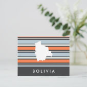 Bolivia Map: Modern Stripes Postkarte (Stehend Vorderseite)