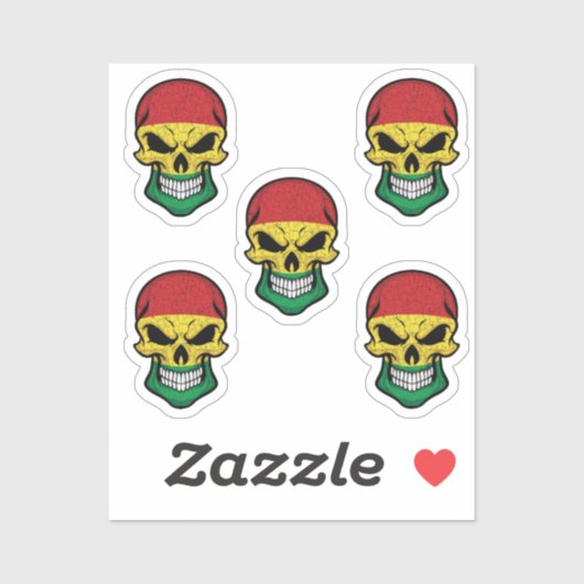 Bolivia Smiling Skull Flag Aufkleber (Blatt)