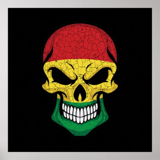 Bolivia Smiling Skull Flag Poster (Vorne)
