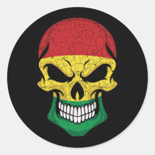 Bolivia Smiling Skull Flag Runder Aufkleber