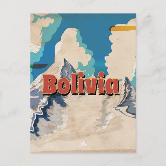 Bolivia Vintage Travel Poster Postkarte (Vorderseite)