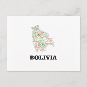 BOLIVIA WORD COLLAGE POSTKARTE