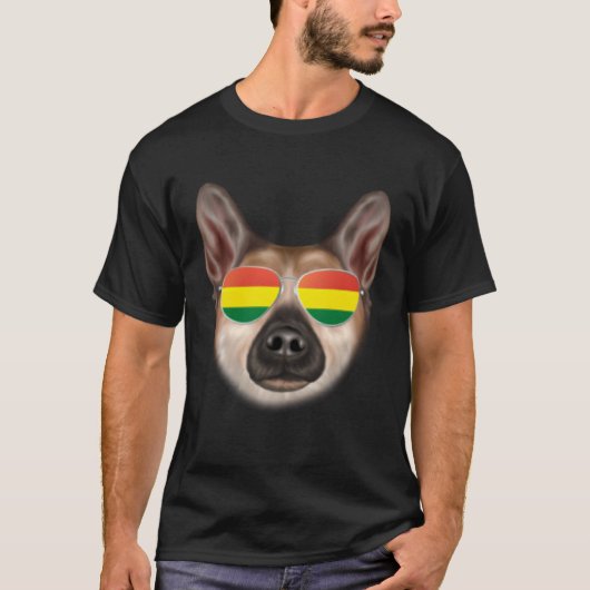 Bolivian Flag Norwegian Buhund Dog Bolivia Pocket T-Shirt (Vorderseite)