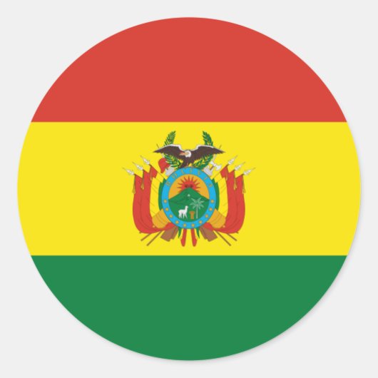Bolivianische Flagge, Flagge Boliviens Runder Aufkleber (Vorderseite)