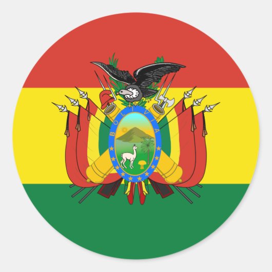 Bolivianische Flagge und Wappen, Flagge Boliviens Runder Aufkleber (Vorderseite)