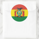Bolivianische Flagge und Wappen, Flagge Boliviens Runder Aufkleber (Tasche)