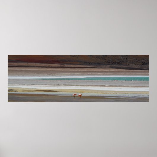 Bolivianische Lagune mit Flamingos - Foto Poster (Vorne)