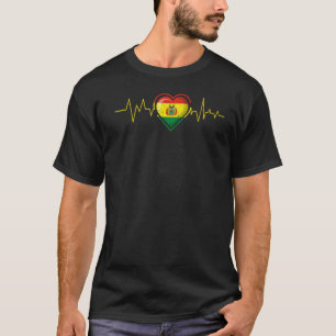 Bolivianisches Herzschlagen Bolivien Flag Mens Wom T-Shirt