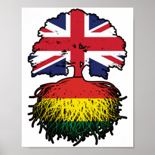 Bolivien Bolivian British UK Tree Roots Flag Poster