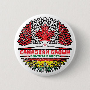 Bolivien Bolivian Canadian Canada Tree Roots Flag Button