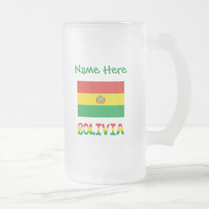 Bolivien Bolivianische Flagge Personalisierter grü Mattglas Bierglas
