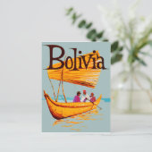 Bolivien, Fischer auf dem Boot, Jahrgang Postkarte (Stehend Vorderseite)
