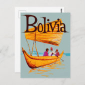 Bolivien, Fischer auf dem Boot, Jahrgang Postkarte (Vorne/Hinten)