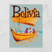 Bolivien, Fischer auf dem Boot, Jahrgang Postkarte (Vorderseite)