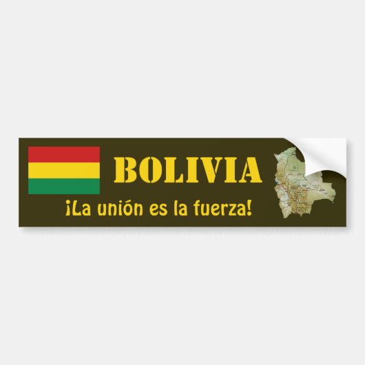Bolivien Flag + Map Autoaufkleber (Vorne)