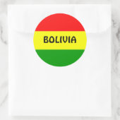 Bolivien-Flagge, beschriftet. Runder Aufkleber (Tasche)