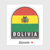 Bolivien-Flaggenemblem gestört Vintag Aufkleber (Blatt)