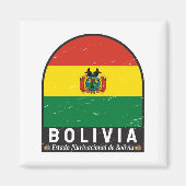 Bolivien-Flaggenemblem gestört Vintag Magnet (Vorne)