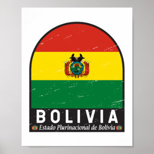 Bolivien-Flaggenemblem gestört Vintag Poster