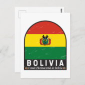 Bolivien-Flaggenemblem gestört Vintag Postkarte (Vorne/Hinten)