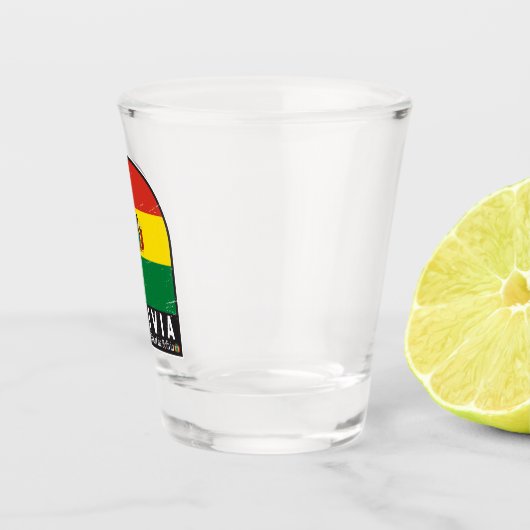 Bolivien-Flaggenemblem gestört Vintag Schnapsglas (Rechts)