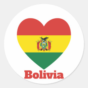 Bolivien Heart Flag Runder Aufkleber