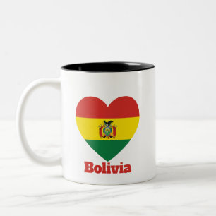Bolivien Heart Flag Zweifarbige Tasse