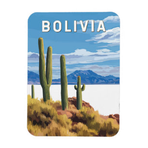 Bolivien Illustration Travel Art Vintag Magnet