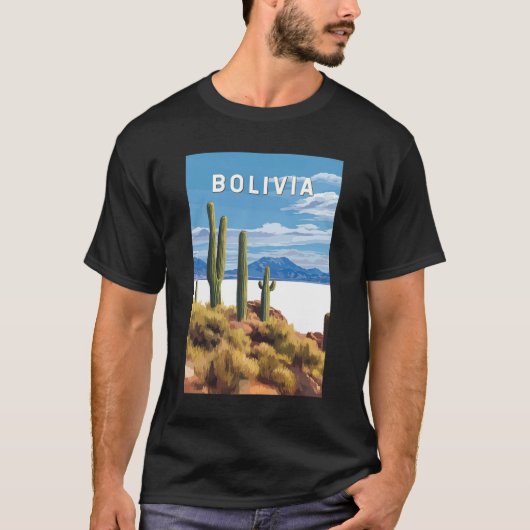 Bolivien Illustration Travel Art Vintag T-Shirt (Vorderseite)