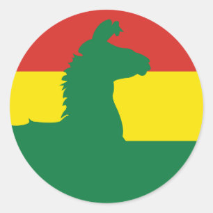 Bolivien Llama Alpaca Bolivianische Flagge Runder Aufkleber