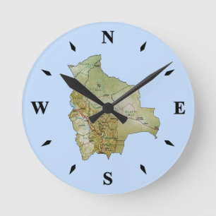 Bolivien Map Clock Runde Wanduhr