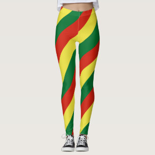 Bolivien National Flag Colors Diagonal Striped Leggings