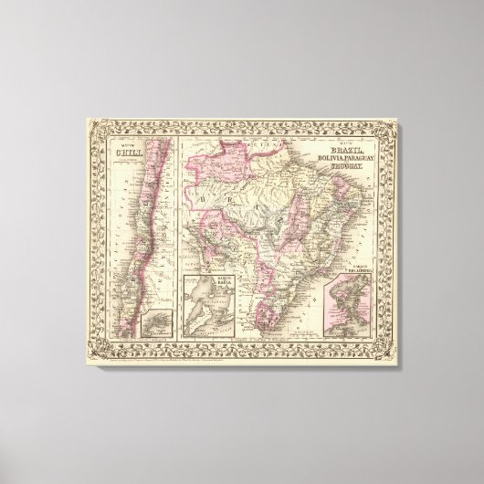 Bolivien, Paraguay, Uruguay Leinwanddruck (Vorderseite)