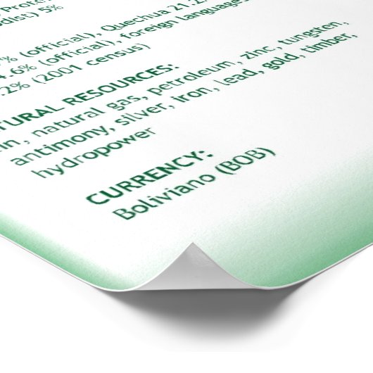 Bolivien Poster (Ecke)